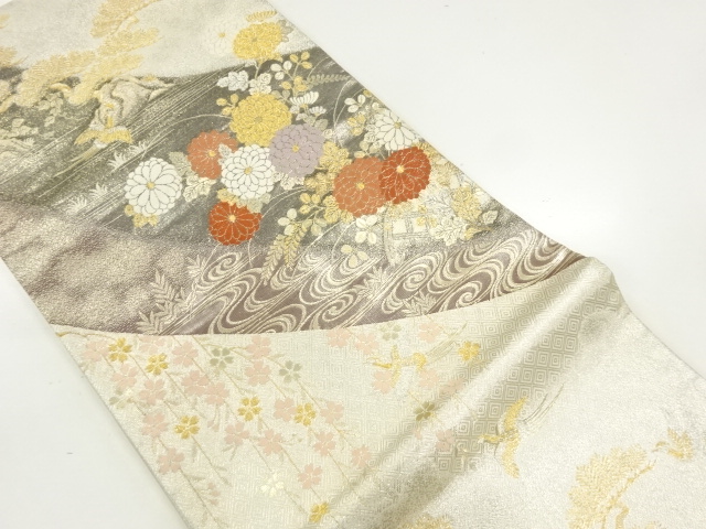 JAPANESE KIMONO / FUKURO OBI / SAGANISHIKI / WOVEN KIKU 